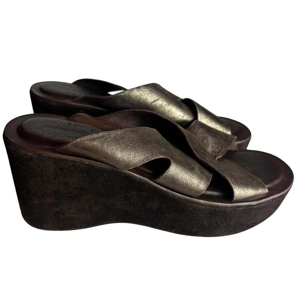 Kork-Ease Metallic Bronze Leather Wedge Sandals